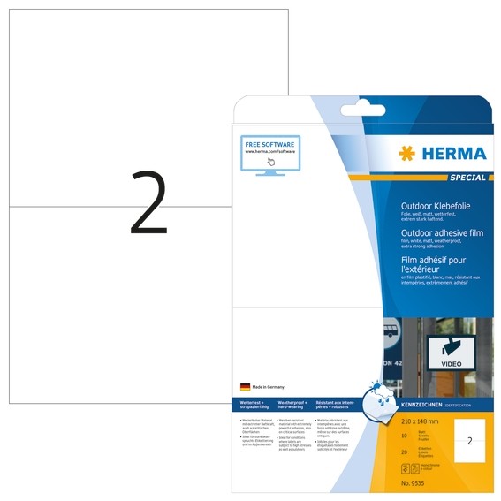 HERMA 9535 Etiketten A4 Outdoor Klebefolie 210x148 mm weiß extre