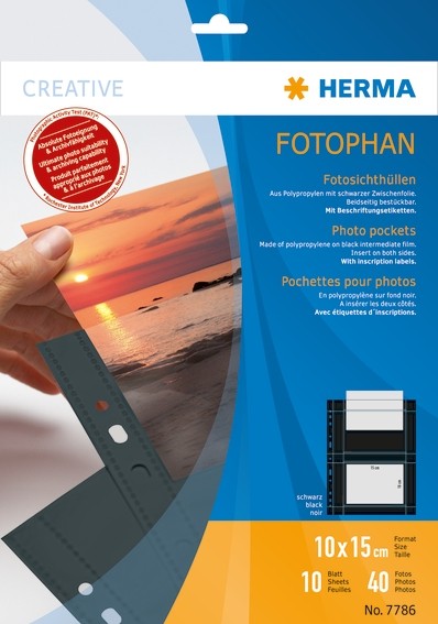 HERMA 7786 Fotophan Fotosichthüllen 10x15 cm quer schwarz 10 Hül