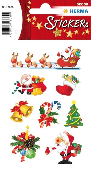 HERMA 15080 10x Sticker DECOR Weihnachten Santa Claus