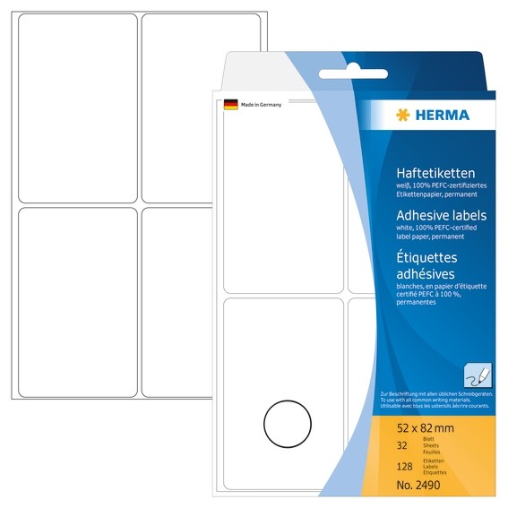 HERMA 2490 Vielzwecketiketten 52x82 mm weiß Papier matt Handbesc