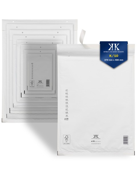 50 Luftpolstertaschen Luftpolster-Versandtaschen K10 K/10 370x480mm Weiß
