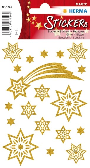 HERMA 3726 10x Sticker MAGIC Sterne + Schweif, glittery