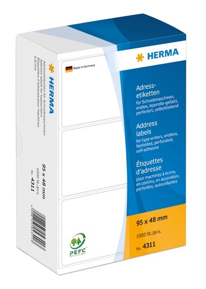 HERMA 4311 Adressetiketten für Schreibmaschinen endlos leporello