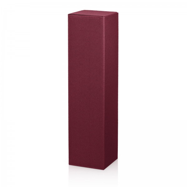 Faltschachtel für 1 Flasche 90x90x355 mm offene Welle Rot Bordeaux