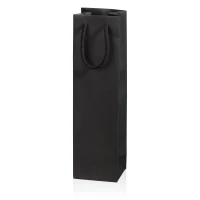 Papiertragetasche für 1 Flasche 100x85x360 mm Streifenstruktur Schwarz