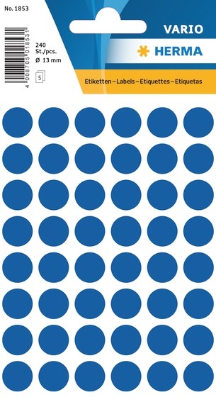 HERMA 1853 Vielzwecketiketten Ø 13 mm rund dunkelblau Papier mat