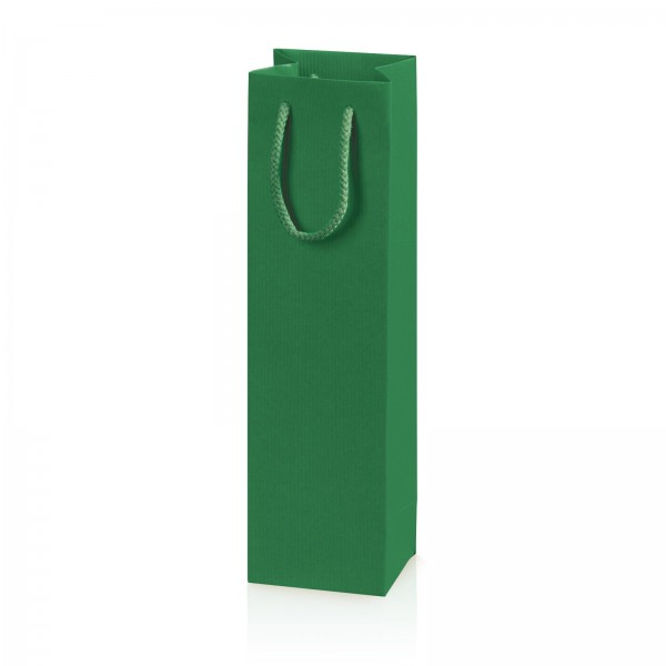 Papiertragetasche für 1 Flasche 100x85x360 mm Streifenstruktur Grün