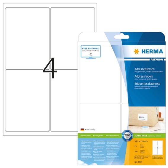 HERMA 4503 Adressetiketten Premium A4 99,1x139 mm weiß Papier ma