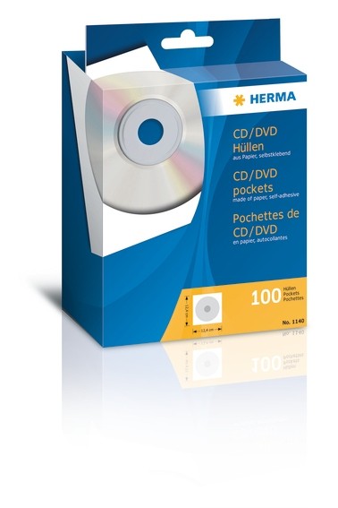 HERMA 1140 CD/DVD-Papierhüllen weiß mit Klebefläche 100 St.