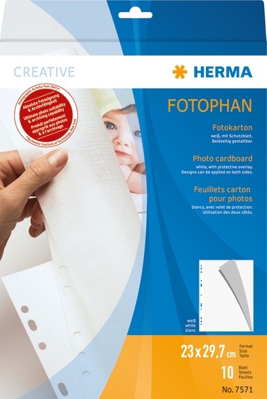 HERMA 7571 Fotokarton, 230x297 mm, weiß, 10 Blatt