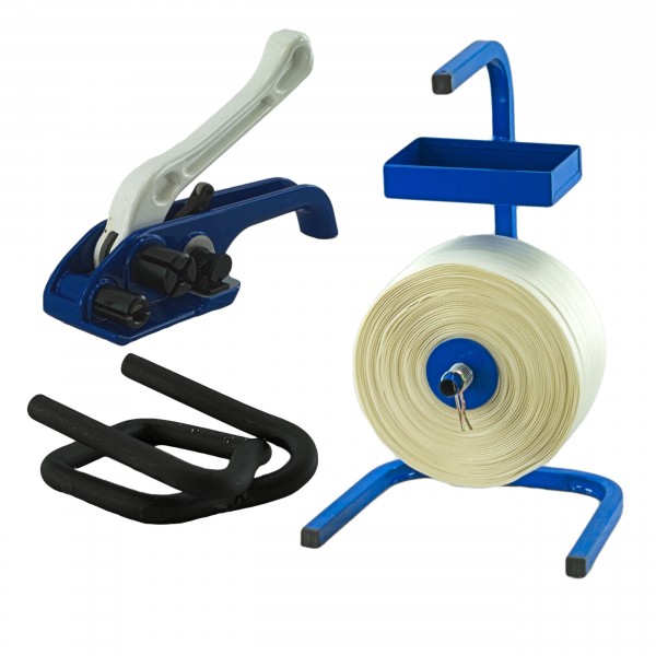 25 mm Textil gewebt Umreifung Set Umreifungsband Abroller Bandsp