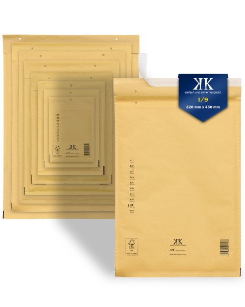 50 Luftpolstertaschen Luftpolster-Versandtaschen I9 I/9 320x450mm DIN A3+ Braun