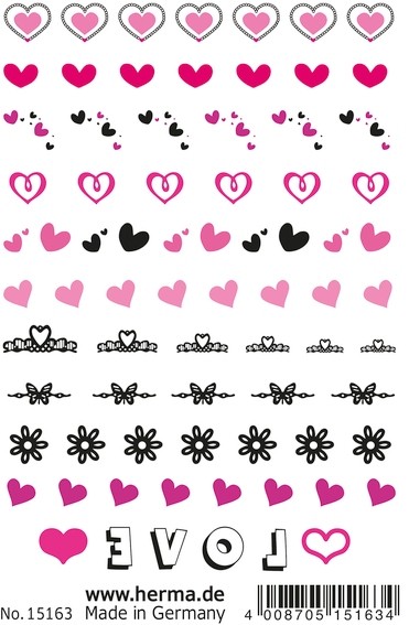 HERMA 15163 10x CLASSIC Nail Tattoo Hearts