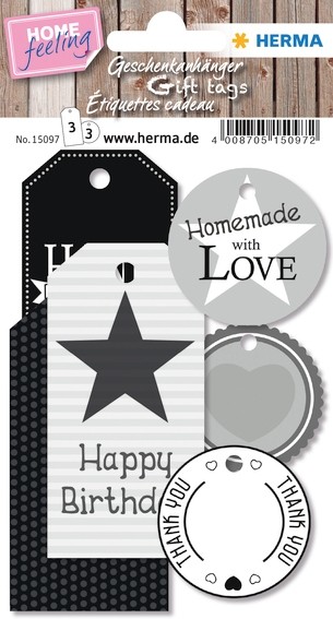 HERMA 15097 5x HOME Geschenkanhänger Black & White