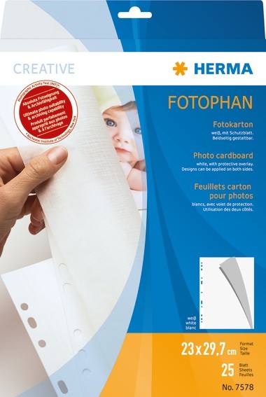 HERMA 7578 Fotokarton, 230x297 mm, weiß, 25 Blatt