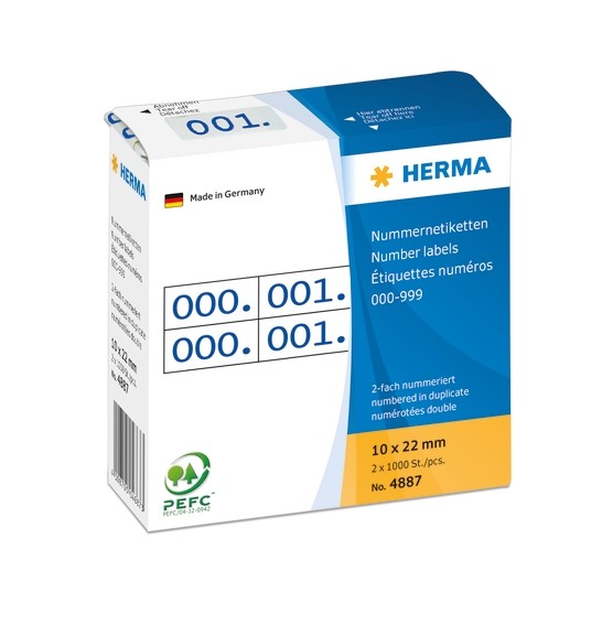 HERMA 4887 Nummernetiketten doppelt selbstklebend 10x22 mm Aufdr