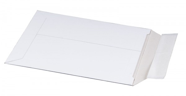 Vollpappe-Versandtasche 167 x 240 x 30 mm DIN A5 mit Aufreißfaden & Selbstklebeverschluss Weiß