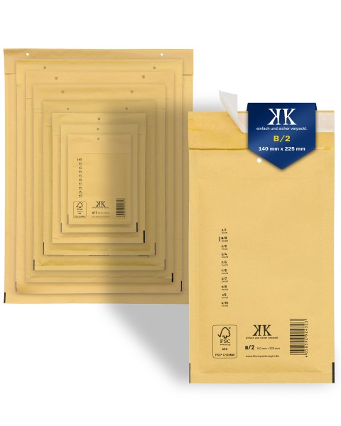 200x B2 Luftpolstertaschen 140x225 mm braun