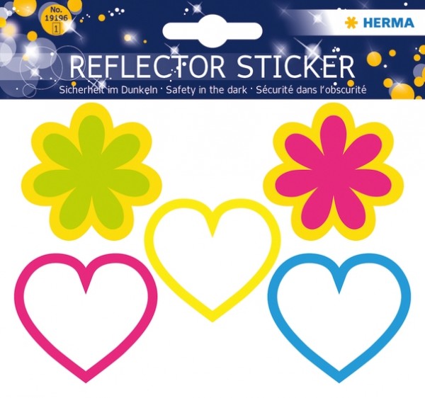 HERMA 19196 5x Reflektorsticker Herzen + Blumen