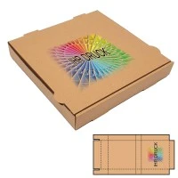 200x200x30 mm Pizzakarton Cuboxale, braun mit Digitaldruck