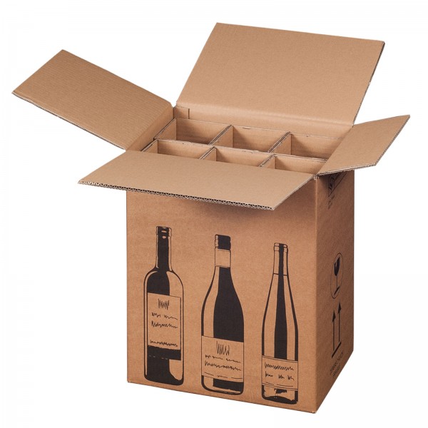 Flaschenkarton für 6 Flaschen mit PTZ-Zulassung (DHL/UPS), 305 x 212 x 368 mm