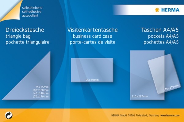 HERMA 1413 Dreieckstaschen 170 x 170 mm, 100 Stück