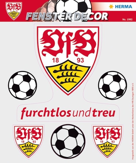 HERMA 1992 Fensterdecor VfB 25 x 35 cm, Logo Bälle