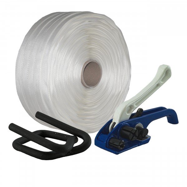 25 mm Textil gewebt Umreifung Set Umreifungsband Bandspanner Met