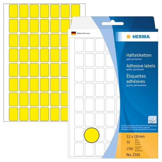 HERMA 2341 Vielzwecketiketten 12x18 mm gelb Papier matt Handbesc