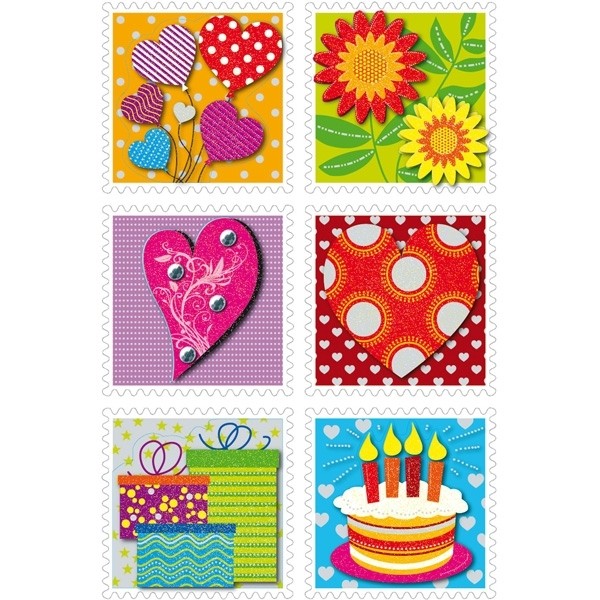 HERMA 3659 10x Sticker MAGIC Briefmarken10x Sticker, 3-D Papier