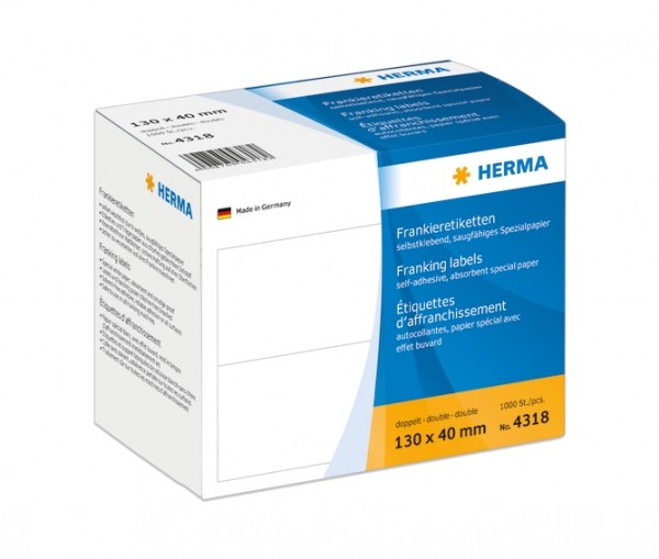 HERMA 4318 Frankieretiketten doppelt 130x40 mm 1000 St.