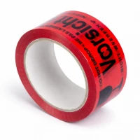 Midori Klebeband Rot Vorsicht Glas PP 48 mm x 66 Lfm