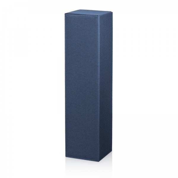 Faltschachtel für 1 Flasche 90x90x355 mm offene Welle Blau