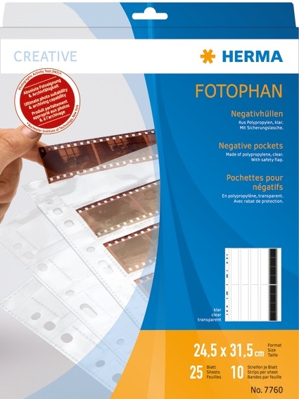 HERMA 7760 Negativhüllen, transparent, für 10 x 4 Streifen, 25 S