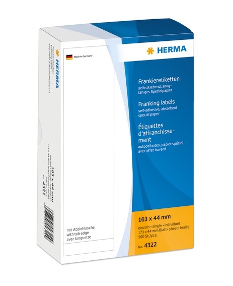 HERMA 4322 Frankieretiketten einzeln mit Abziehlasche 163x44 mm