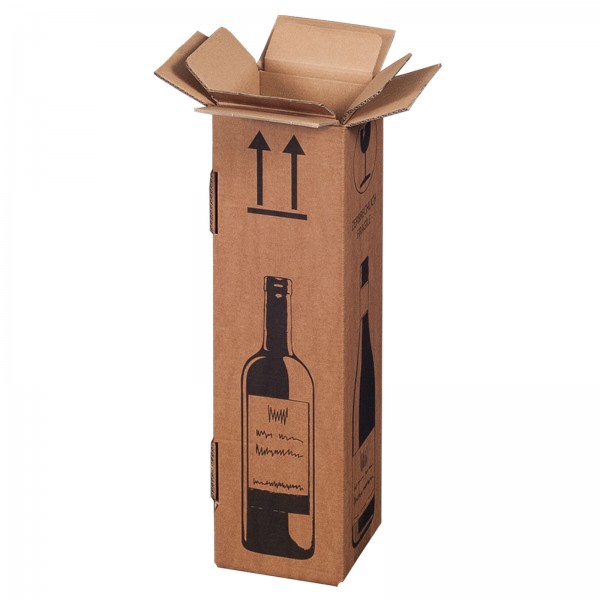 Flaschenkarton für 1 Flasche mit PTZ-Zulassung (DHL/UPS), 106 x 106 x 420 mm