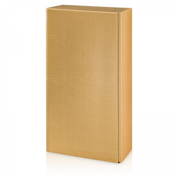 Präsentkarton für 2 Flaschen 360x180x90 mm strukturgeprägt Gold